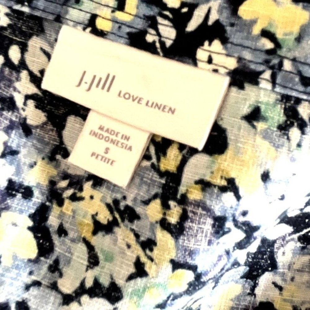 J.Jill Love Linen Blue Floral Midi Dress Petite Small - Picture 10 of 12